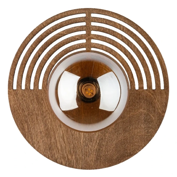 Skandynawska ścienna lampa Lunar Wood 11013 okrągła drewniana brązowy