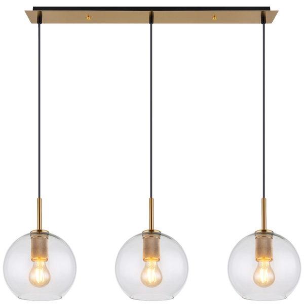 Wisząca LAMPA loftowa ADARA 15462H2 Globo szklana OPRAWA na listwie ZWIS kule balls przezroczyste mosiądz