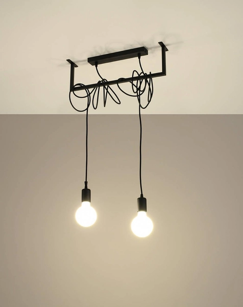 LAMPA wisząca SL.0894 loftowa OPRAWA metalowy ZWIS przewody czarne