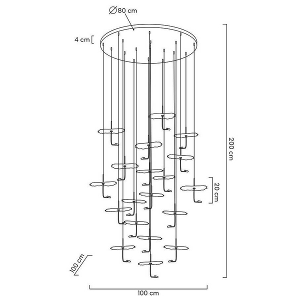 Kaskadowa lampa wisząca Leafs MSE1501100168 Moosee liście złote