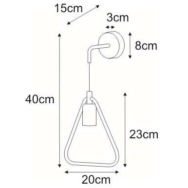 Kinkiet LAMPA trójkątna K-3933 trójkąt Kaja ścienna OPRAWA metalowa ramka frame czarna