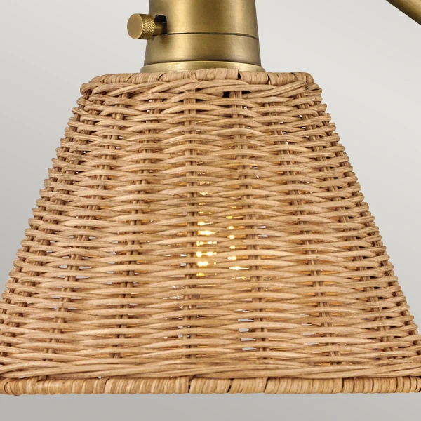 Ekologiczna lampa ścienna Arti HK-ARTI-1W-HB-NR rattan mosiądz