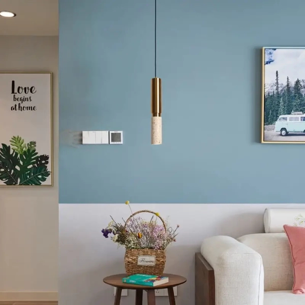 Minimalistyczna zwisająca lampa Travertino CGTRAVER35 kamienna złoty