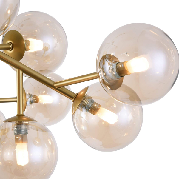 Modernistyczna LAMPA sufitowa DALLAS MOD545PL-20G Maytoni plafoniera OPRAWA szklana molekuły plafon bursztynowe złote