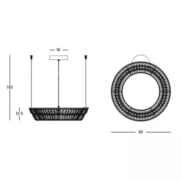 Wisząca lampa glamour 23046 LED 38W 3000K kryształ ring mosiądz