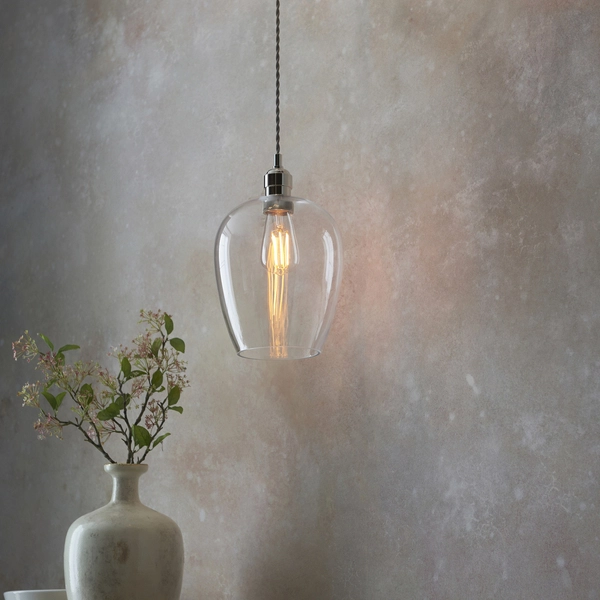 Wisząca lampa nad wyspę kuchenną L&-1100657 Light& szklana nikiel