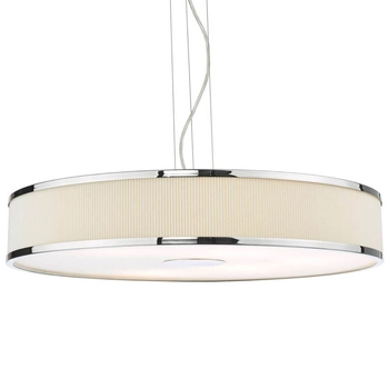 Okrągła lampa wisząca Alvaro ALV1733 materiałowa chrom kość słoniowa