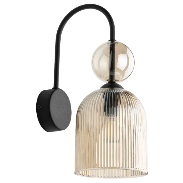 Ścienna lampa szklana Sophia Cognac 11140 ryflowana kula koniak