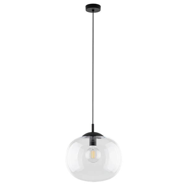 Szklana lampa wisząca VIBE 4817 do sypialni kula czarny przezroczysty