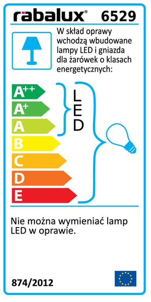 Kinkiet LAMPA ścienna LARKIN 6529 Rabalux abażurowa OPRAWA z peszlem LED 3W 2800K do czytania chrom biała halva