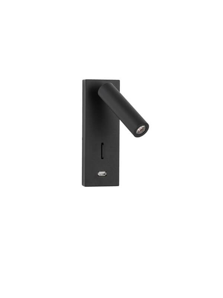 Lampa ścienna regulowana Zarzal USB LED 3W 3000K do salonu czarna