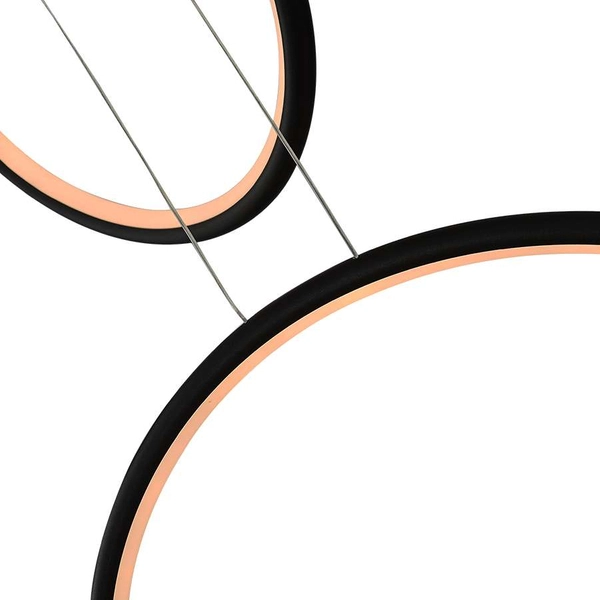 LAMPA wisząca MDECO SLIM/000019/4000/B metalowa OPRAWA listwa LED 130W 4000K zwis kaskada pierścienie rings czarne