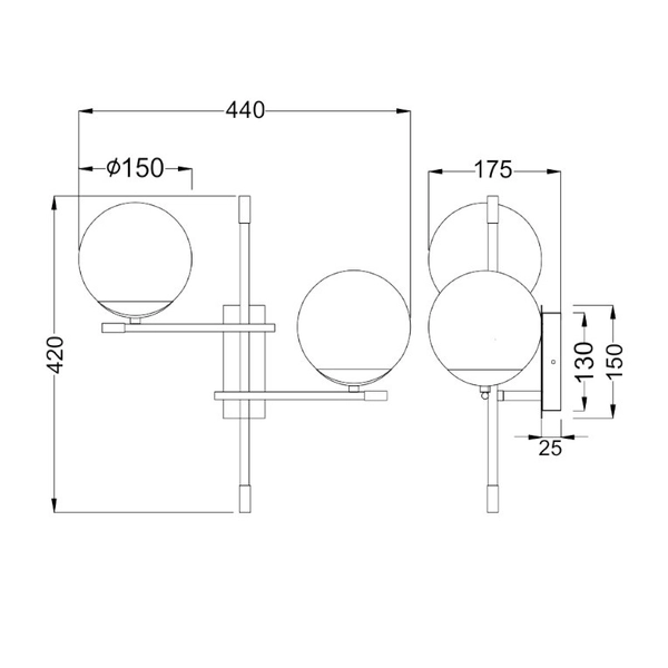 Kinkiet LAMPA ścienna NOSTALGIA MOD048WL-02G Maytoni modernistyczna OPRAWA szklane kule balls czarne białe złote