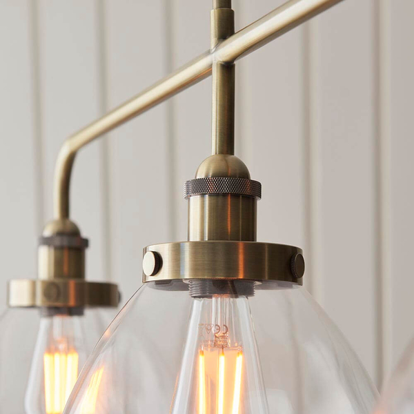 Sufitowa lampa potrójna Hansen 103014 szklana metalowa mosiądz