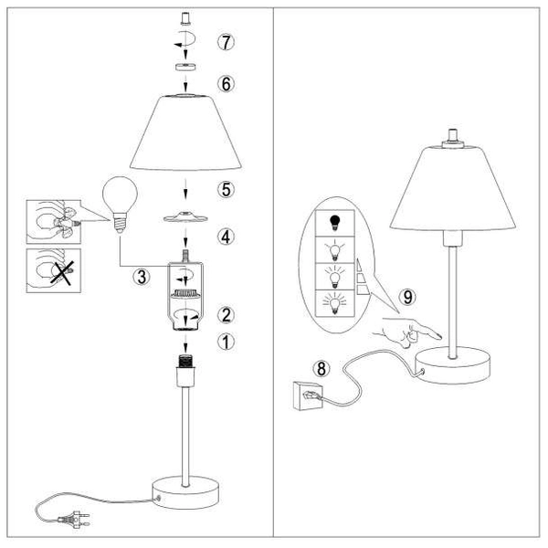 Stojąca LAMPKA nocna TOUCH 12561/21/12 Lucide szklana satynowa chrom biała