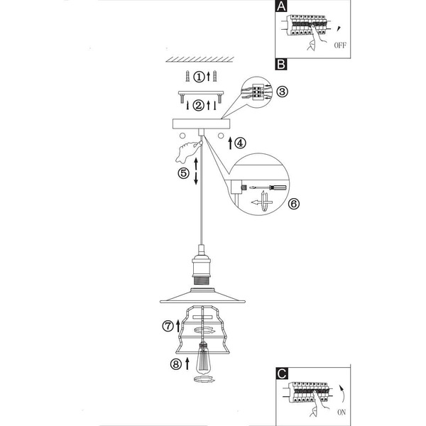 Industrialna LAMPA wisząca VIEJO 15086H1 Globo druciana OPRAWA zwis drut loft brąz antyczny