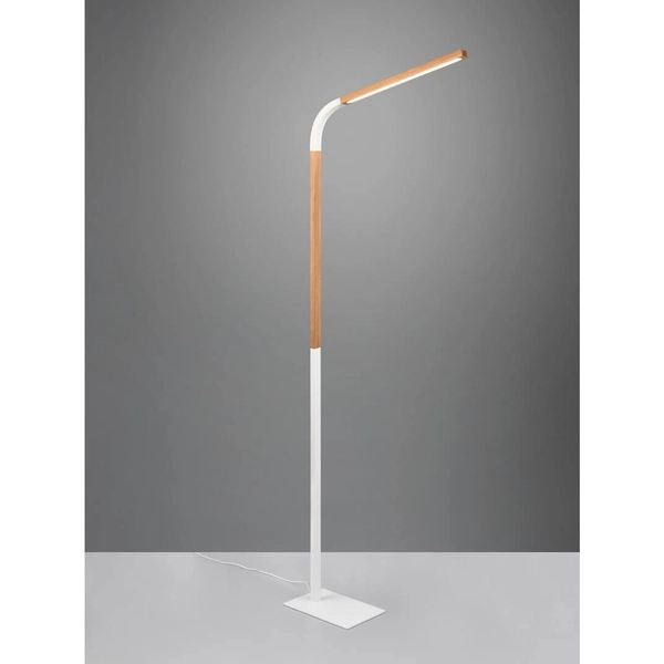 Drewniana lampa stojąca Norris 445210131 LED 14W 3000K z wtyczką biała