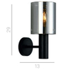 Kinkiet LAMPA ścienna SARDO WL-5581-1A-BK+SG Italux loftowa OPRAWA skandynawska tuba szklana okrągła przydymiona czarna
