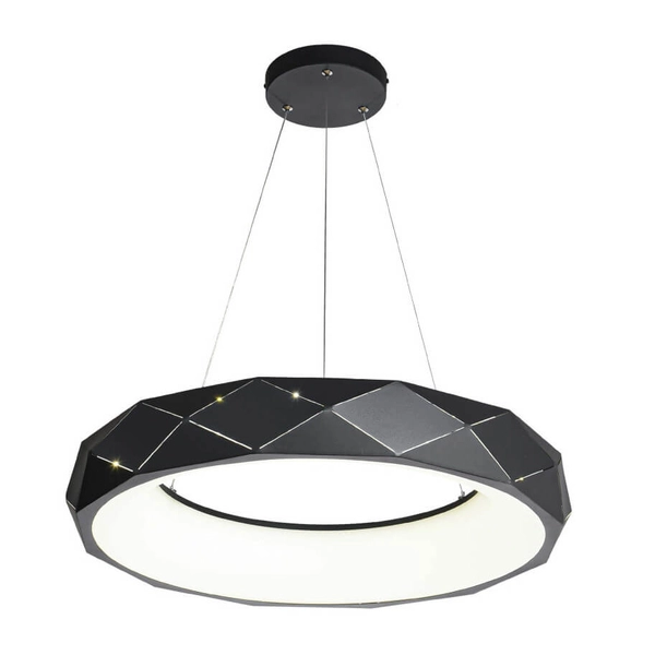 Wisząca LAMPA geometryczna REUS LP-8069/1P LED BK Light Prestige metalowa OPRAWA okrągła LED 36W 4000K pierścień zwis czarny