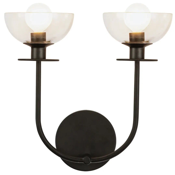 Szklana lampa ścienna do jadalni Sylvia ALM-SYLVIA-2WB-BK-CL czarna