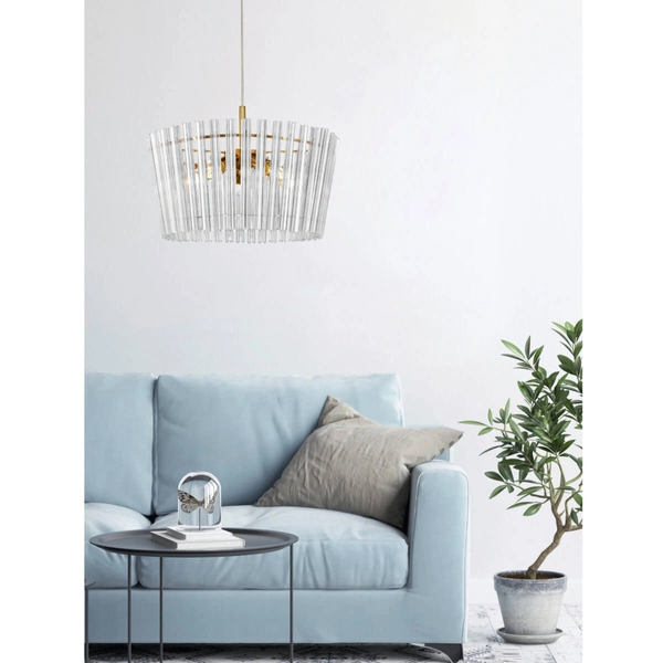 Wisząca lampa Bach P0547-05H-F9AC Zumaline szklana przezroczysty złoty