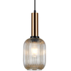 LAMPA wisząca ANTIOLA PND-5588-1M-BRO+AMB Italux szklana OPRAWA plisowany ZWIS loftowy mosiężny bursztynowy