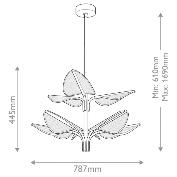 Lampa wisząca nad wyspę Floriana QN-FLORIANA-8P-L-NBR LED 54W 2893K mosiądz