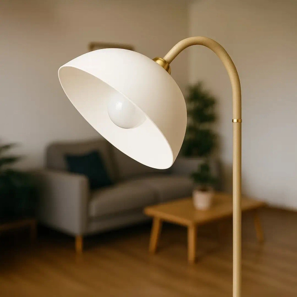 Lampa podłogowa do salonu Zack ML2338 łukowa biały beżowy