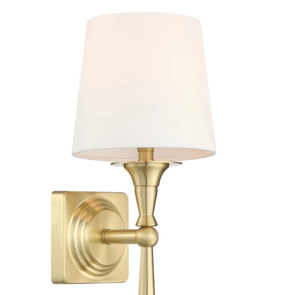 Eklektyczna lampa ścienna Austin W01289BR-WH Cosmolight metal tkanina mosiądz biała