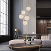 Loftowa LAMPA wisząca PEREZ LE41752 Luces Exclusivas szklana OPRAWA kaskada ZWIS modernistyczny biały złoty