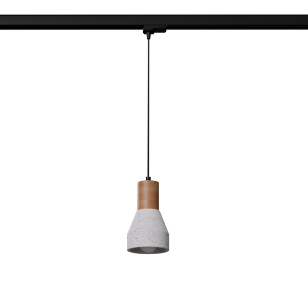 Lampa wisząca betonowa trójfazowa QUBIC MYL.00428 szara drewniana