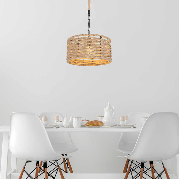 Okrągła LAMPA wisząca HALIA 15679H1 Globo marynistyczny do salonu beżowy
