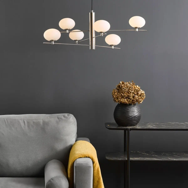 Wisząca lampa kulista Jasper JAS0646 kule do jadalni nikiel biała