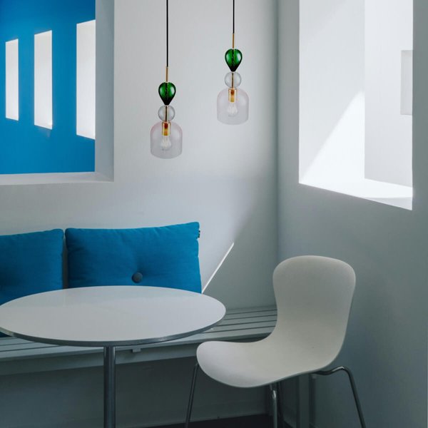 Lampa wisząca szklana PASTELLO ST-DN345B do jadalni różowa szara zielona
