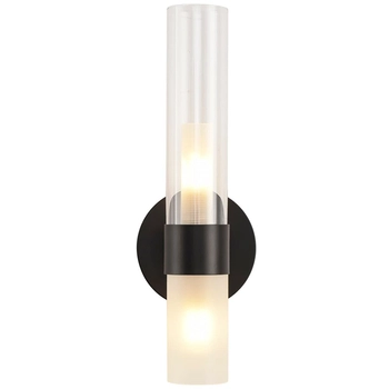 Elegancki kinkiet Candela DN1505-1 black Step tuba mleczne szkło