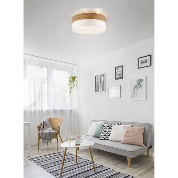 Owalna lampa nasufitowa SEASONS 611500301 Trio okrąg drewniany biały