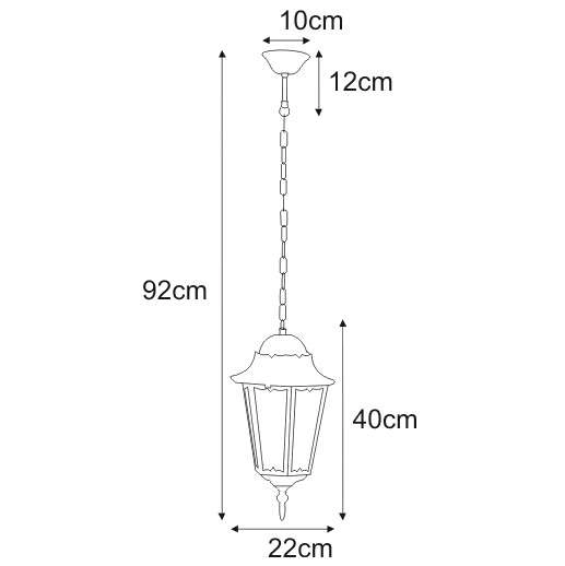 Wisząca LAMPA zewnętrzna Lozana K-5006H Kaja klasyczna OPRAWA metalowa ZWIS do ogrodu na łańcuchu IP44 czarny