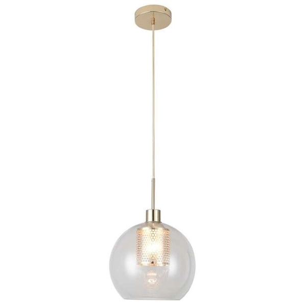 Modernistyczna LAMPA wisząca PHILANA 6495 Rabalux szklana OPRAWA ażurowa ZWIS kula ball złoty przezroczysty