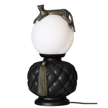 Stołowa lampka Viva 4024510-4000 By Rydens leopard pikowana ceramiczna czarna biała