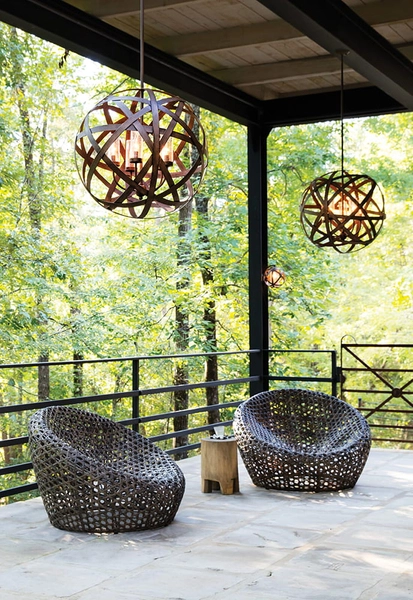 Lampa wisząca zewnętrzna HK-CARSON-5P Hinkley pleciona kula brązowa