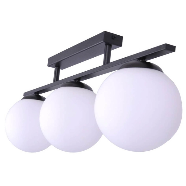 Przysufitowa lampa szklana GLOBE 1212 molekułowa czarny biały