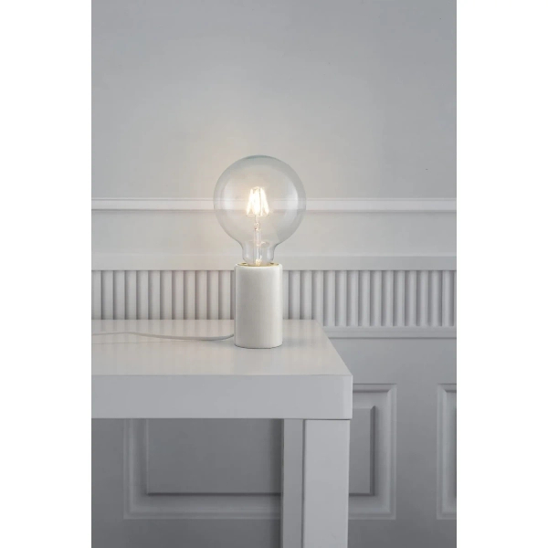 Stołowa lampa na komodę Siv 45875001 marmurowa biała