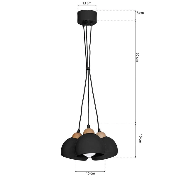 Skandynawska LAMPA wisząca DAMA MLP6580 Milagro kopuły OPRAWA zwis hygge czarny drewno