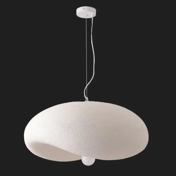 Zwisająca lampa Stone DN429-400 Step kapelusz ufo do kuchni metalowa biała