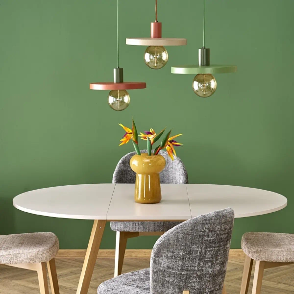 Wisząca lampa do jadalni Sila 10761 dysk zwis zielony