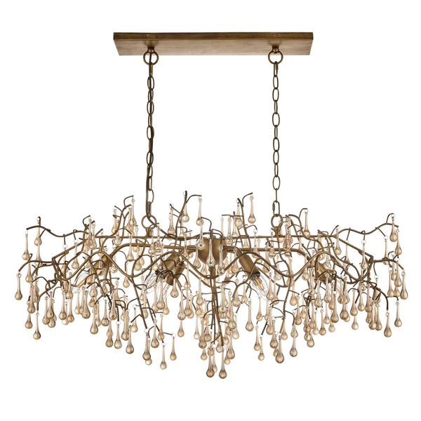 Wiszący żyrandol krople L&-1104242 glamour złoty przezroczysty