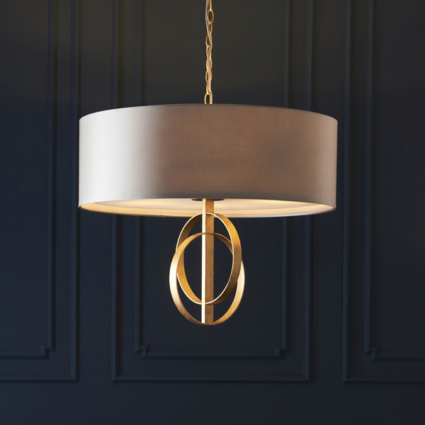 Zwisowa lampa z abażurem L&-195211 Light& na łańcuchu antyczne złoto