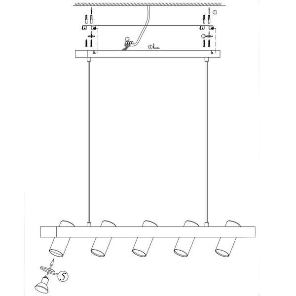 LAMPA wisząca TORINO 107783 Markslojd metalowa OPRAWA listwa zwis regulowane reflektorki białe