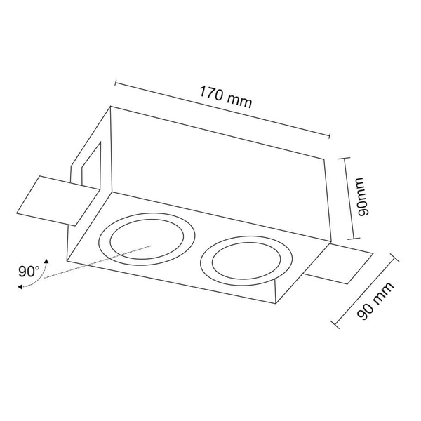 Wpuszczana LAMPA sufitowa OMURA 3302 Shilo podtynkowa OPRAWA prostokątna downlight metalowy wpust czarny