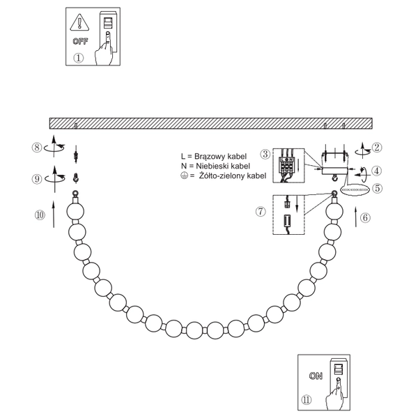 Wisząca lampa kulista Dorado LP-002/4M CCT LED 3000-6000K biała złota